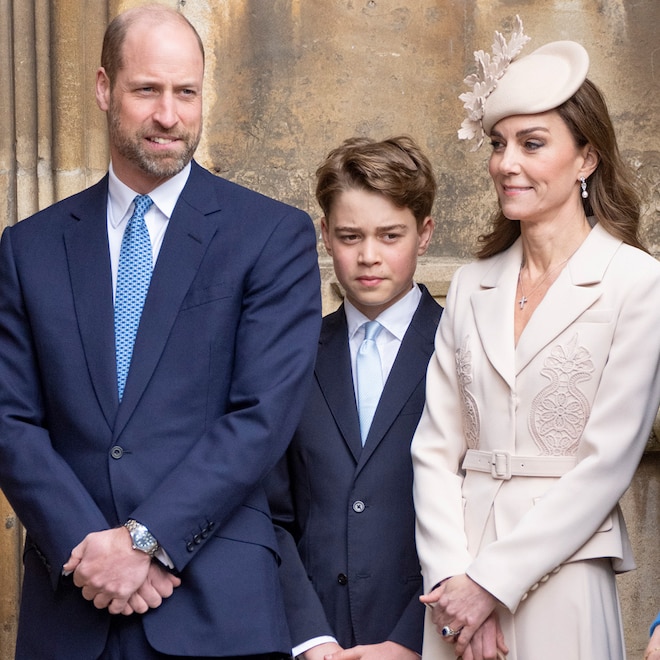 Catherine, Princess of Wales and Prince William, Prince of Wales with Prince George of Wales attend the 2026 Easter Matins Service at St George's Chapel on April 5, 2026 in Windsor, England.